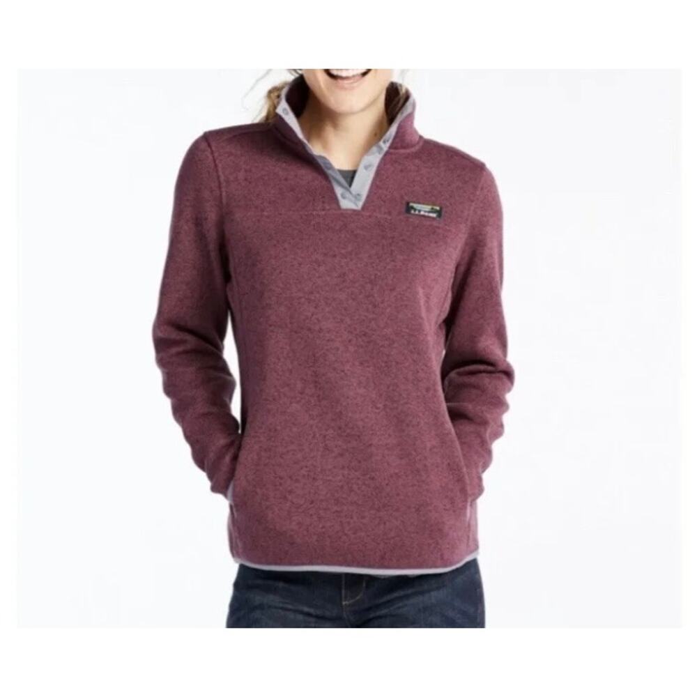 L.L. Bean Purple Plum 1/4 Snap Closure Pullover Fleece Sweater Women's Medium